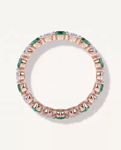 Classic Oval EmeraId and Diamond Eternity Ring