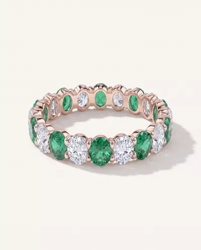 Classic Oval EmeraId and Diamond Eternity Ring
