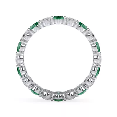 Classic Oval Lab EmeraId and Lab Diamond Eternity Ring