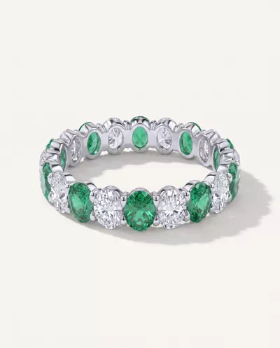 Classic Oval Lab EmeraId and Lab Diamond Eternity Ring