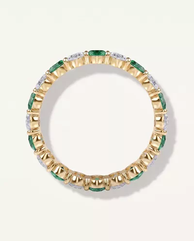 Classic Oval Lab EmeraId and Lab Diamond Eternity Ring