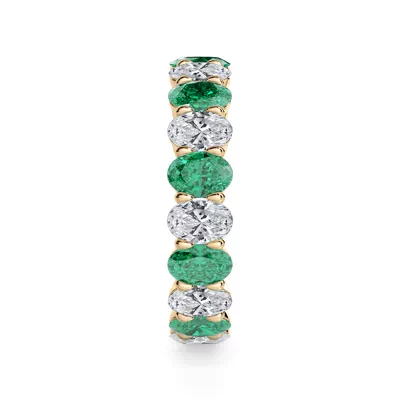 Classic Oval EmeraId and Diamond Eternity Ring