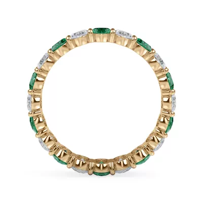 Classic Oval EmeraId and Diamond Eternity Ring