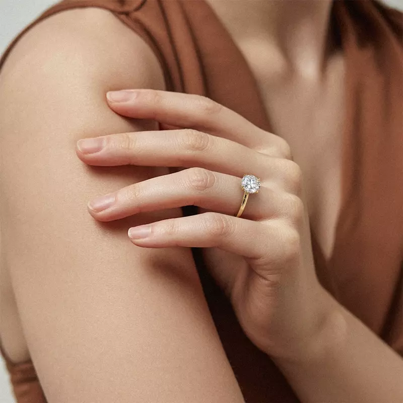 18K Yellow Gold Bellora Hidden Halo Lab Engagement Ring (2mm)