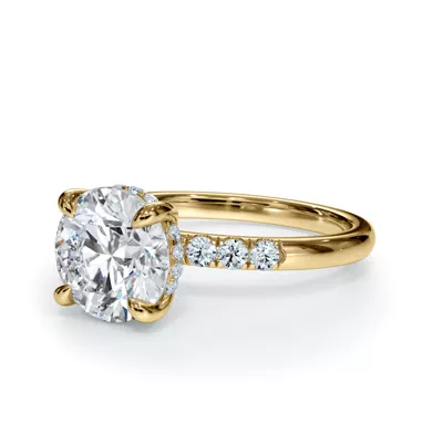 Bellora Trio Pavé Hidden Halo Lab Engagement Ring (2mm)
