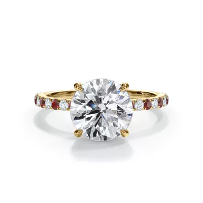 Bellora Lab Ruby & Diamond Hidden Halo Engagement Ring (1.6mm)