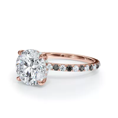 Bellora Black & White Lab Diamond Hidden Halo Engagement Ring (1.6mm)