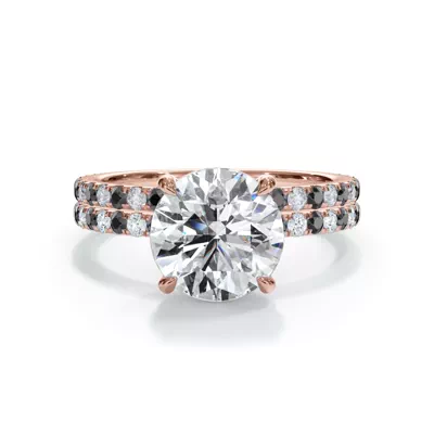 Bellora Black & White Lab Diamond Hidden Halo Engagement Ring (1.6mm)