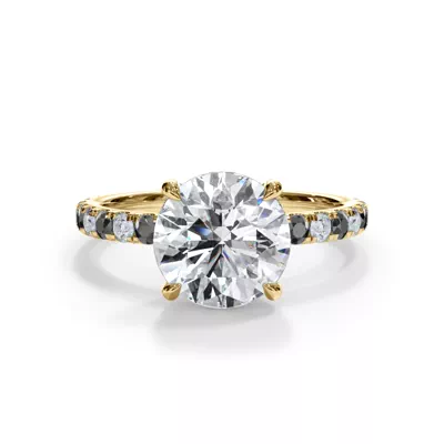 Bellora Black & White Lab Diamond Hidden Halo Engagement Ring (2mm)