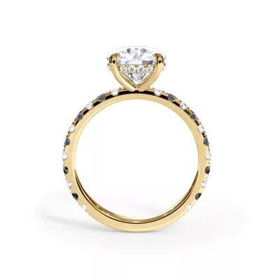 Bellora Black & White Lab Diamond Hidden Halo Engagement Ring (2mm)