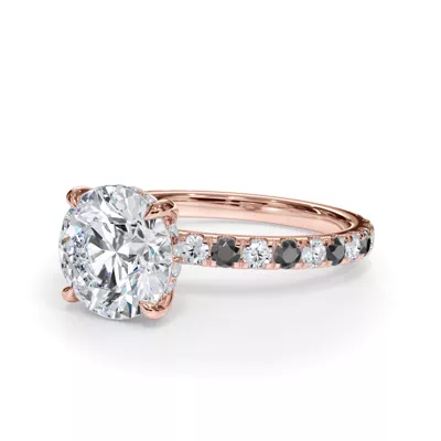 Bellora Black & White Lab Diamond Hidden Halo Engagement Ring (2mm)