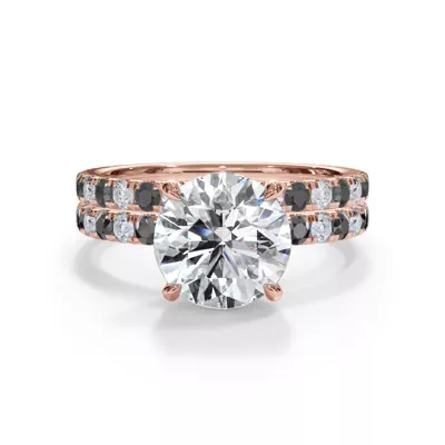 Bellora Black & White Lab Diamond Hidden Halo Engagement Ring (2mm)