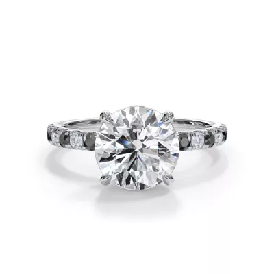 Bellora Black & White Lab Diamond Hidden Halo Engagement Ring (2mm)
