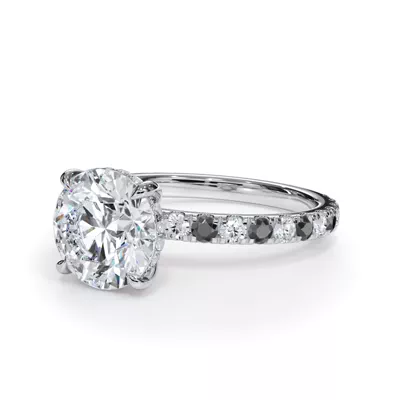 Bellora Black & White Lab Diamond Hidden Halo Engagement Ring (2mm)