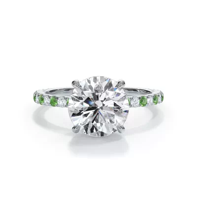 Bellora Lab Tsavorite & Diamond Hidden Halo Engagement Ring (1.6mm)