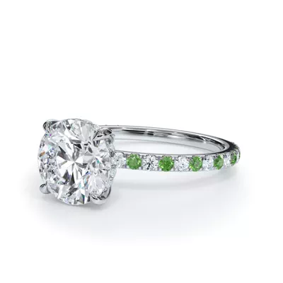 Bellora Lab Tsavorite & Diamond Hidden Halo Engagement Ring (1.6mm)