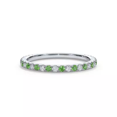 Bellora Lab Tsavorite & Diamond Pavé Band (1.6mm)