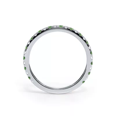 Bellora Lab Tsavorite & Diamond Pavé Band (1.6mm)