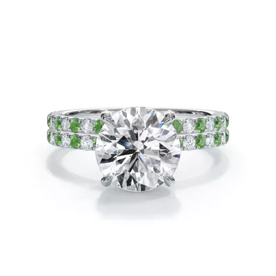 Bellora Lab Tsavorite & Diamond Pavé Band (1.6mm)