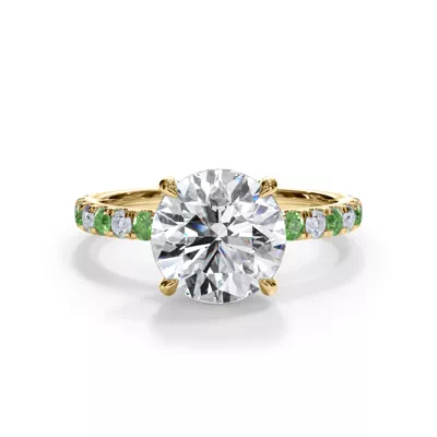 Bellora Lab Tsavorite & Diamond Hidden Halo Engagement Ring (2mm)