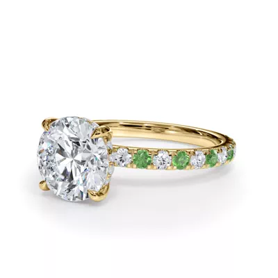 Bellora Lab Tsavorite & Diamond Hidden Halo Engagement Ring (2mm)