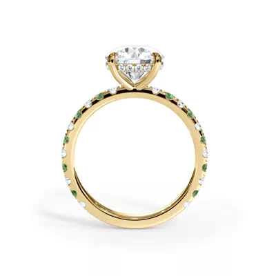 Bellora Lab Tsavorite & Diamond Hidden Halo Engagement Ring (2mm)