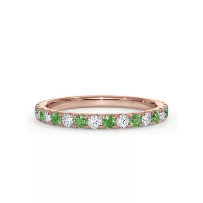 Bellora Lab Tsavorite & Diamond Pavé Band (2mm)