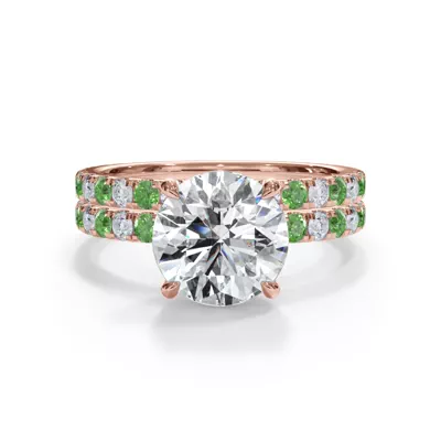 Bellora Lab Tsavorite & Diamond Pavé Band (2mm)