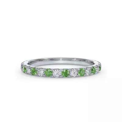 Bellora Lab Tsavorite & Diamond Pavé Band (2mm)