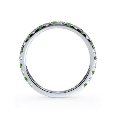 Bellora Lab Tsavorite & Diamond Pavé Band (2mm)