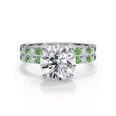 Bellora Lab Tsavorite & Diamond Pavé Band (2mm)