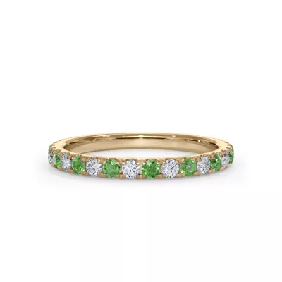 Bellora Lab Tsavorite & Diamond Pavé Band (2mm)