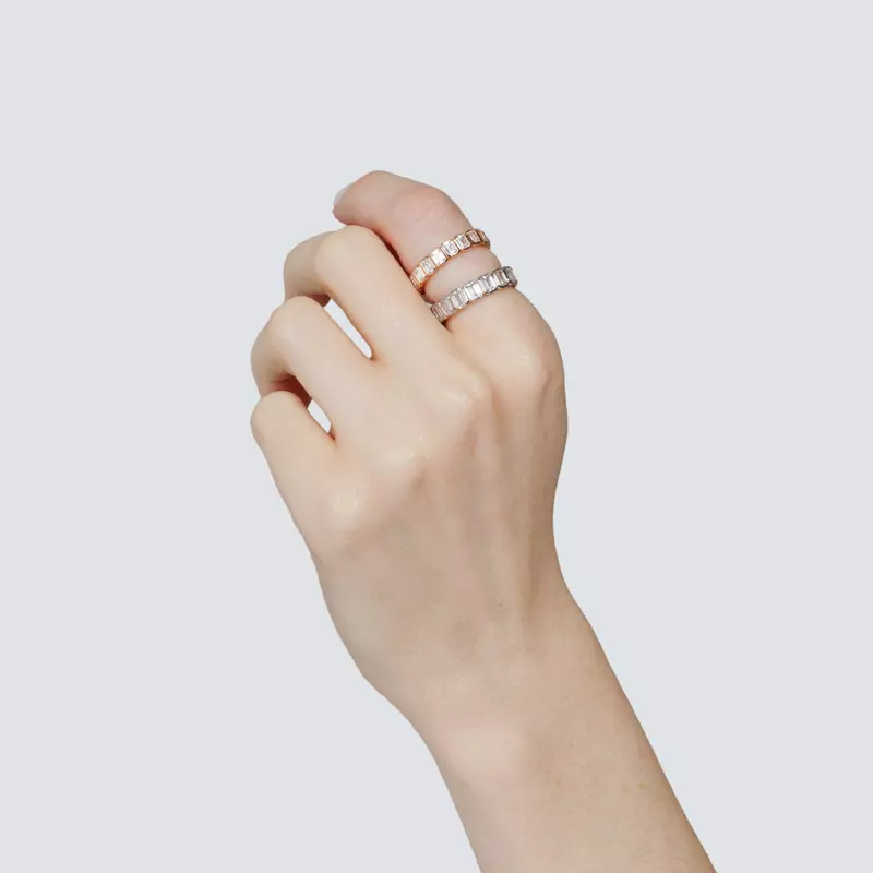 14K Rose Gold Emerald-Cut Bezel Lab Diamond Eternity Ring (2.85ct. tw.)