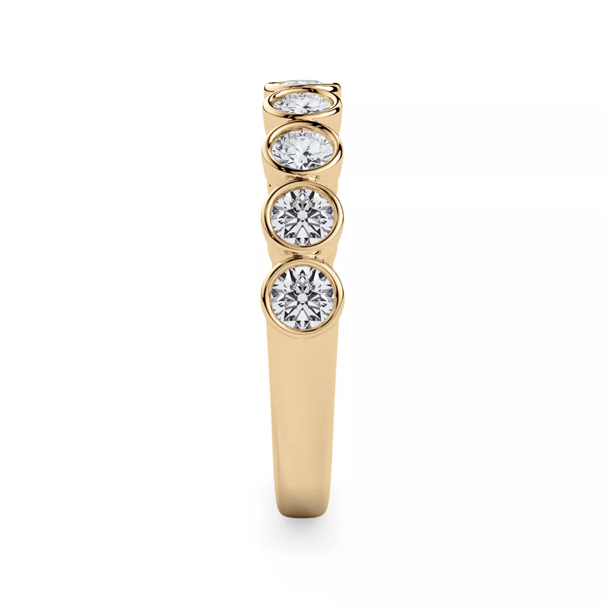 Round Bezel Lab Diamond Band (.50ct. tw.) - 14K Yellow Gold