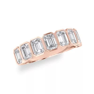 Emerald-Cut Lab Bezel Diamond Half Eternity Ring (2ct. tw.)