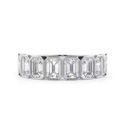 Emerald-Cut Lab Bezel Diamond Half Eternity Ring (2ct. tw.)