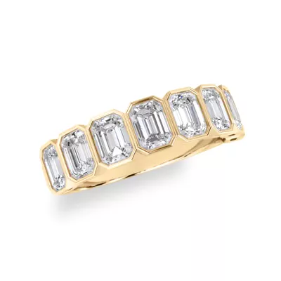 Emerald-Cut Bezel Diamond Half Eternity Ring (2ct. tw.)