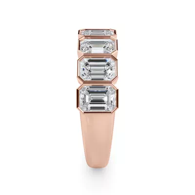Emerald-Cut Lab Bezel Diamond Half Eternity Ring (2.4ct. tw.)