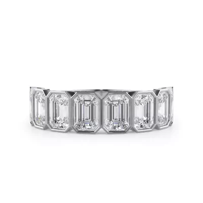 Emerald-Cut Lab Bezel Diamond Half Eternity Ring (2.4ct. tw.)