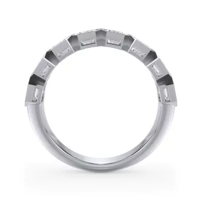 Emerald-Cut Bezel Diamond Half Eternity Ring (2.4ct. tw.)