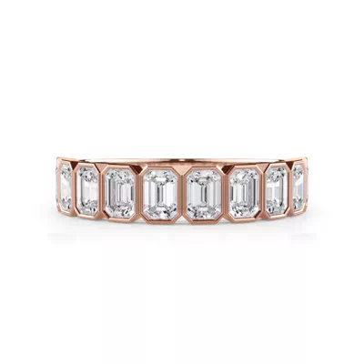 Emerald-Cut Lab Bezel Diamond Half Eternity Ring (1.50ct. tw.)