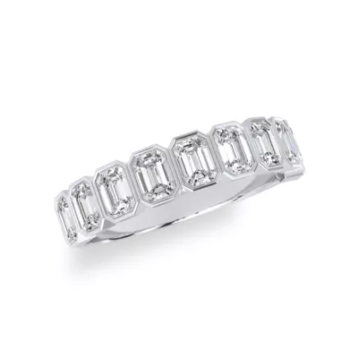 Emerald-Cut Bezel Diamond Half Eternity Ring (1.50ct. tw.)