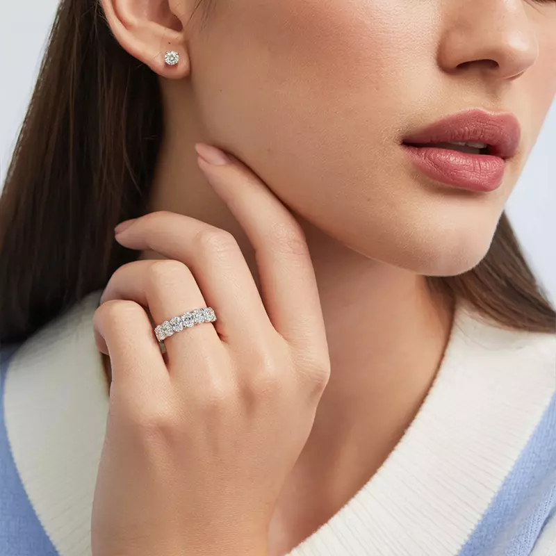 18K Rose Gold Oval Cut Lab Diamond Eternity Ring (4.0 ct. tw.)