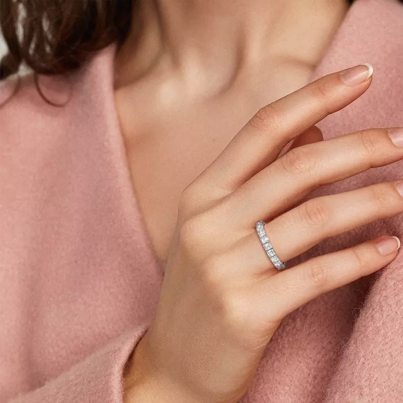 Platinum Asscher Cut Diamond Eternity Ring (2.0 ct. tw.)