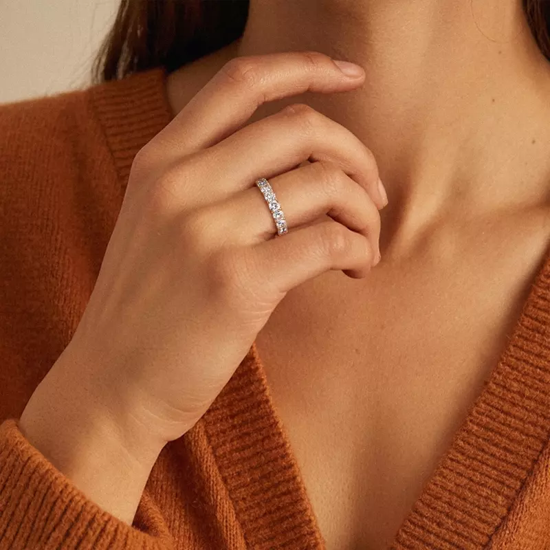 14K Yellow Gold Cushion Cut Lab Diamond Eternity Ring (4.0 ct. tw.)