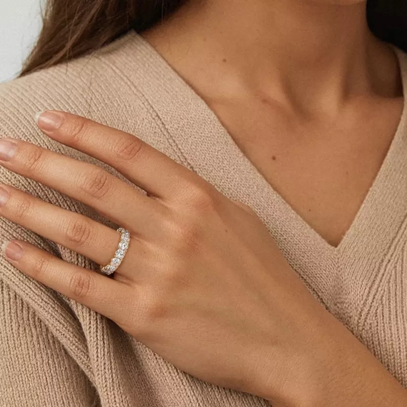 14K Rose Gold Cushion Cut Diamond Eternity Ring (7.0 ct. tw.)