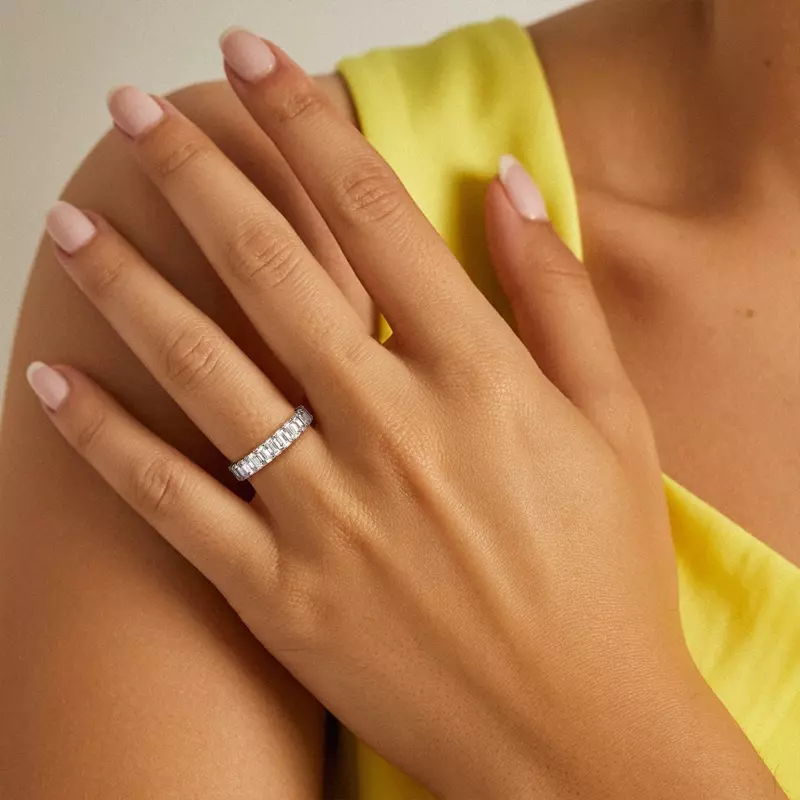 14K White Gold Emerald Cut Diamond Eternity Ring (3.0 ct. tw.)