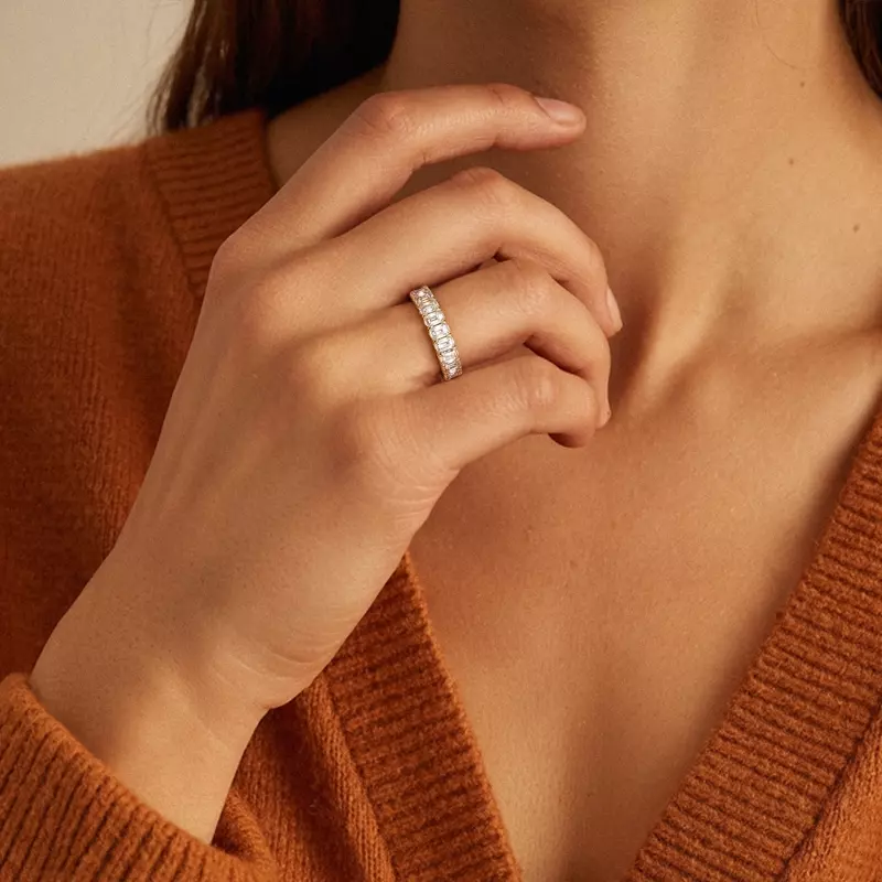 18K Rose Gold Emerald Cut Lab Diamond Eternity Ring (4.0 ct. tw.)