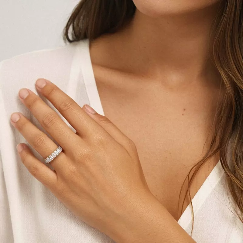 Platinum Emerald Cut Diamond Eternity Ring (6.0 ct. tw.)