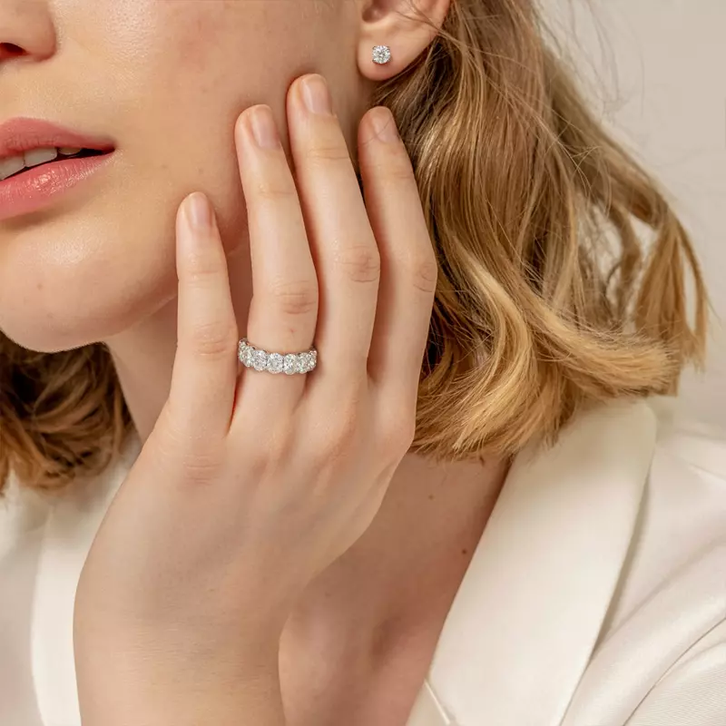 14K Yellow Gold Oval Cut Lab Diamond Eternity Ring (6.0 ct. tw.)